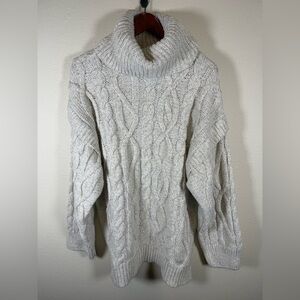Women’s Plus Size 14/16 Chunky Cable Knit Turtle Neck Sweater Fisherman NEW